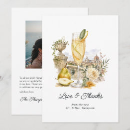 La Dolce Vita Italian Prosecco Pear Wedding Photo Thank You Card