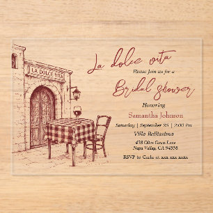 La dolce vita Italian sketch bridal shower Acrylic Invitations