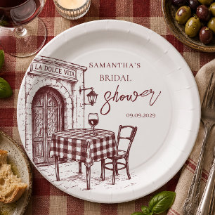 La dolce vita Italian sketch bridal shower Paper Plate