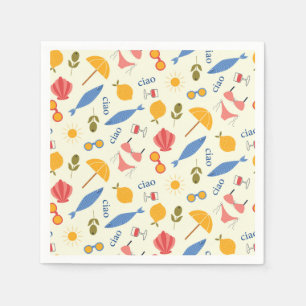 La Dolce Vita Italian Summer beach food pattern Napkin