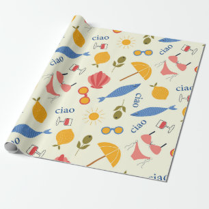 La Dolce Vita Italian Summer beach food pattern Wrapping Paper
