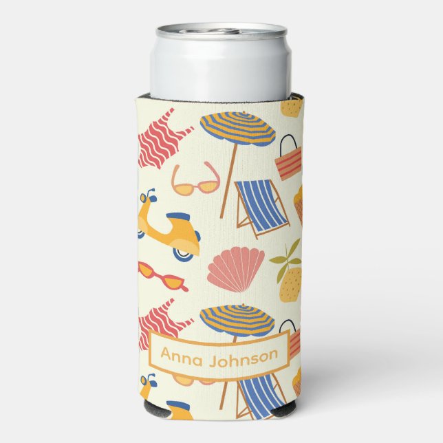 La dolce Vita Italian summer beach Pattern custom  Seltzer Can Cooler (Seltzer Back)