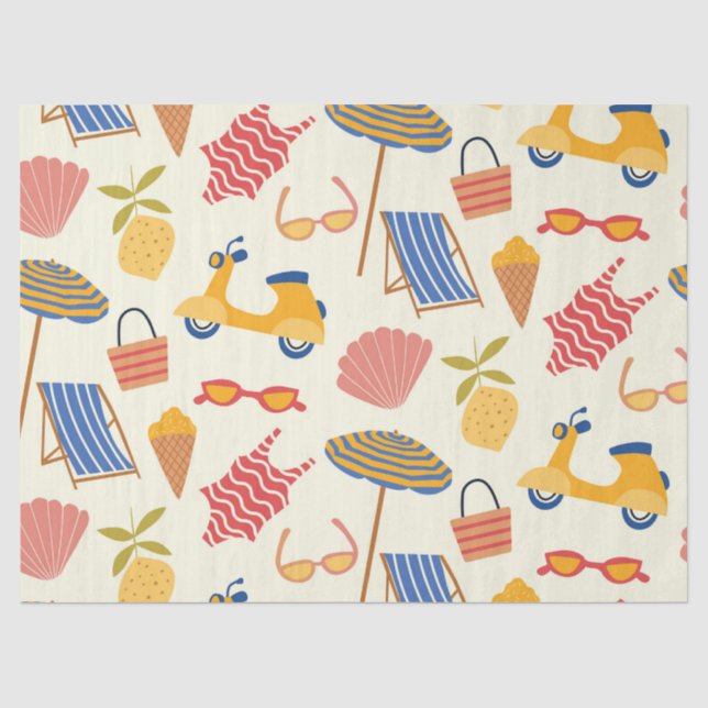 La dolce Vita Italian summer beach Pattern  Tissue Paper (Front)