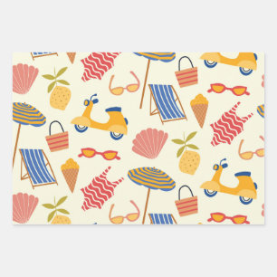 La dolce Vita Italian summer beach Pattern Wrapping Paper Sheet