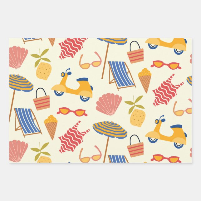 La dolce Vita Italian summer beach Pattern  Wrapping Paper Sheet (Front)