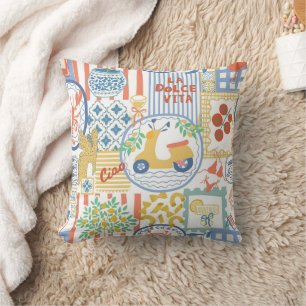 La Dolce Vita Italian Summer Lemons Mediterranean  Cushion