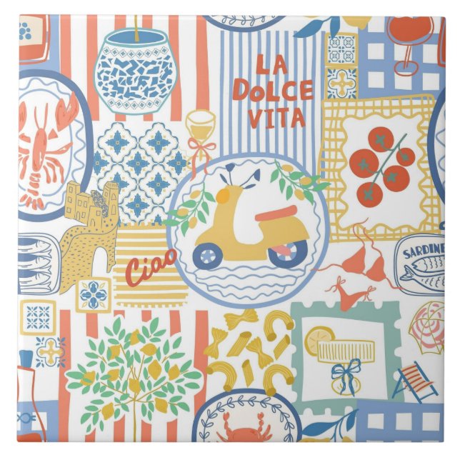 La Dolce Vita Italian Summer Lemons Mediterranean  Tile (Front)