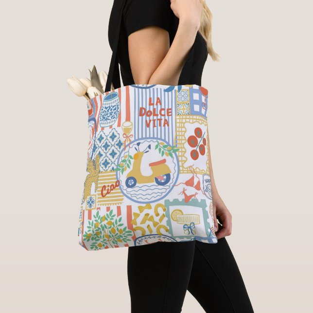 La Dolce Vita Italian Summer Lemons Mediterranean  Tote Bag (Close Up)