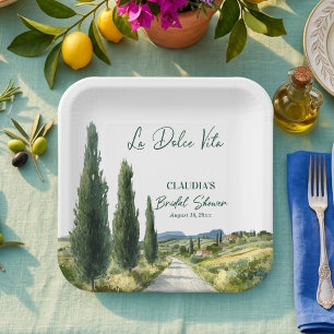 La Dolce Vita Italian View Bridal Shower Paper Plate