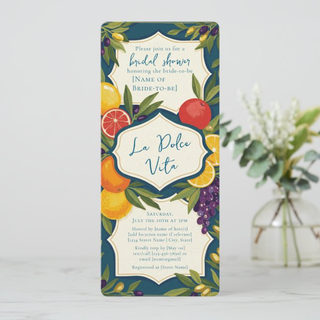 La Dolce Vita Italy Bridal Shower Invitation (Standing Front)