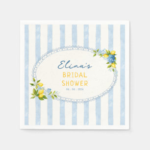 La dolce vita lemon blue hydrangea bridal shower  napkin