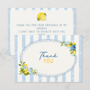 La dolce vita lemon blue hydrangea bridal shower thank you card