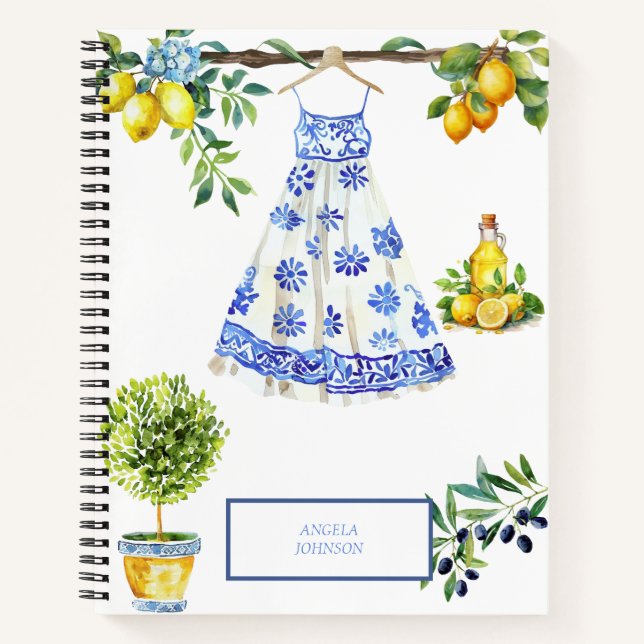 La Dolce Vita Lemon Blue Italy  Notebook (Front)