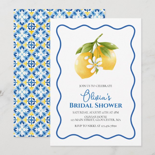 La Dolce Vita Lemon Bridal Shower Invitation (Front/Back)