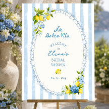 La dolce vita lemon bridal shower welcome sign