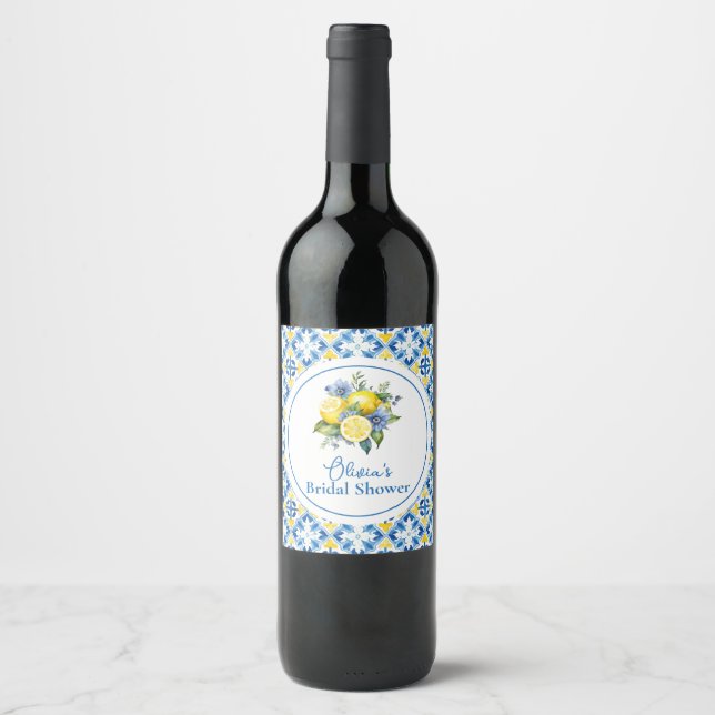 La Dolce Vita Lemon Bridal Shower Wine Label (Front)