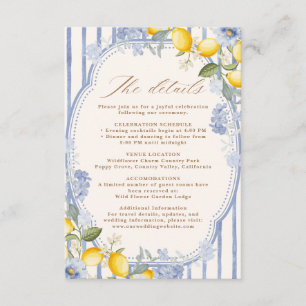 La Dolce Vita Lemon Citrus wedding details Enclosure Card