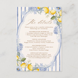 La Dolce Vita Lemon Citrus wedding details Enclosure Card