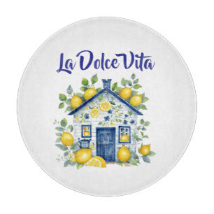 La Dolce Vita Lemon Cottage Kitchen Cutting Board