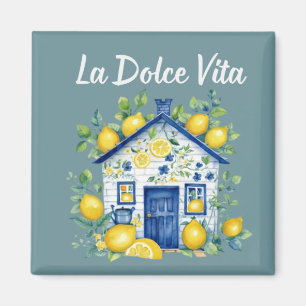 La Dolce Vita Lemon Cottage Watercolor Magnet