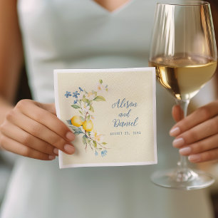 La Dolce Vita Lemon Floral Wedding Napkins