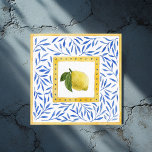 "La Dolce Vita" Lemon Mediterranean Italian Design Tile<br><div class="desc">Bring a touch of Mediterranean elegance to your "La Dolce Vita" wedding theme with this beautiful tile design. Featuring a vibrant yellow lemon framed by golden accents and surrounded by a classic blue leaf pattern, this versatile design is perfect for wedding décor, signage, or keepsakes. Ideal for Italian or Mediterranean-inspired...</div>