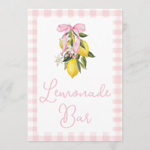 La Dolce Vita Lemon Pink Bow Baby Shower Sign Invitation