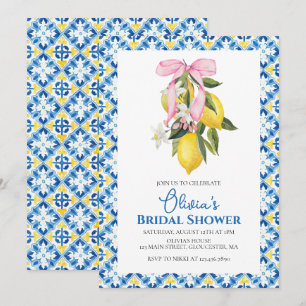 La Dolce Vita Lemon Pink Bow Bridal Shower Invitation