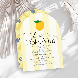 La Dolce Vita Lemon Stripes Arch Bridal Shower Invitation