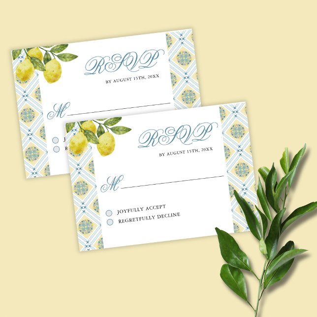 La Dolce Vita Lemon Themed Wedding  RSVP Card (Creator Uploaded)