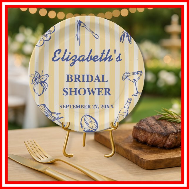 La Dolce Vita Lemons Italian Bridal Shower Paper Plate (Creator Uploaded)