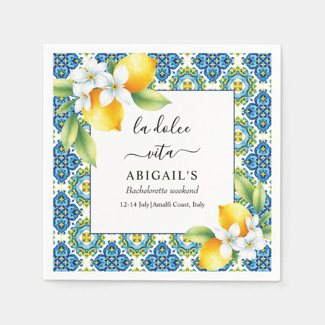  La Dolce Vita Mediterranean bachelorette weekend Napkin (Front)