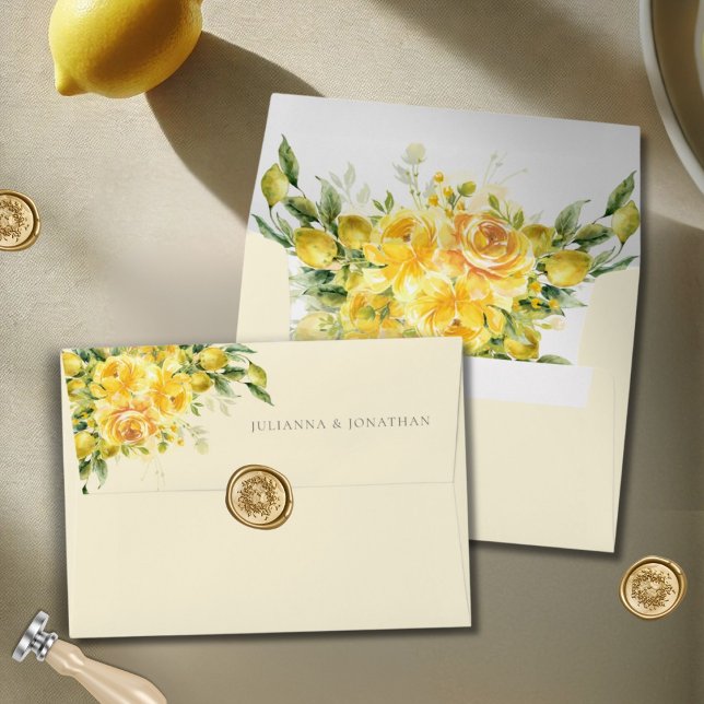 La Dolce Vita Mediterranean Italian Lemon Wedding Envelope (Creator Uploaded)