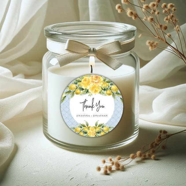 La Dolce Vita - Mediterranean Lemon Wedding  Classic Round Sticker (Creator Uploaded)