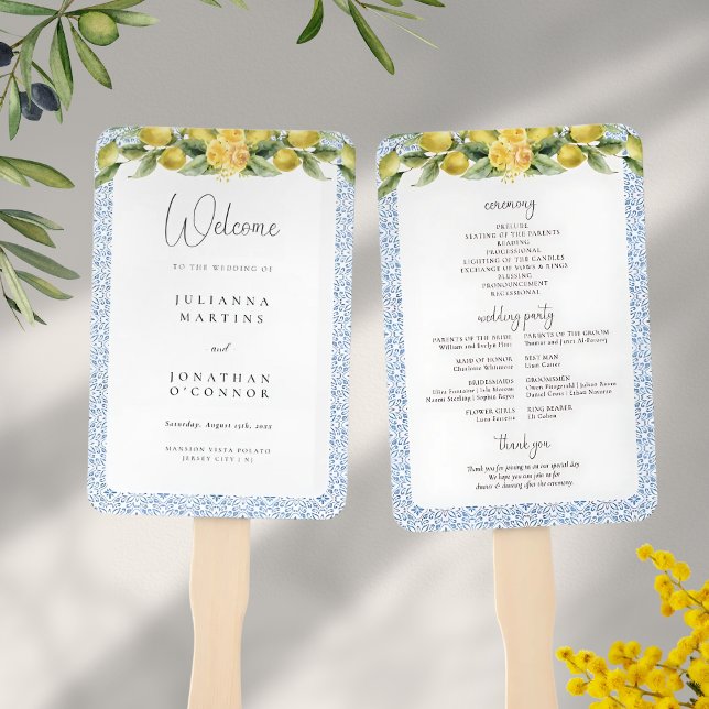 La Dolce Vita - Mediterranean Wedding Program Hand Fan (Creator Uploaded)