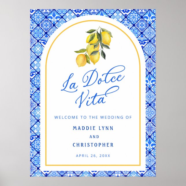 La Dolce Vita Mediterranean Wedding Welcome Poster (Front)