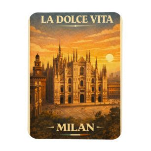 La Dolce Vita - Milan Vintage Travel Poster Magnet