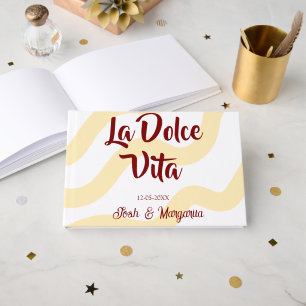 La Dolce Vita peach wedding couple Name mauve Guest Book