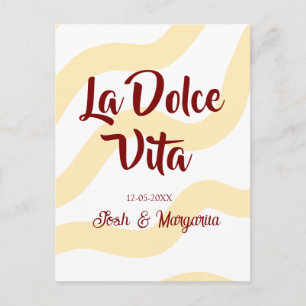 La Dolce Vita peach wedding couple Name mauve Postcard