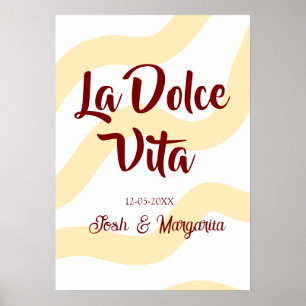 La Dolce Vita peach wedding couple Name mauve Poster