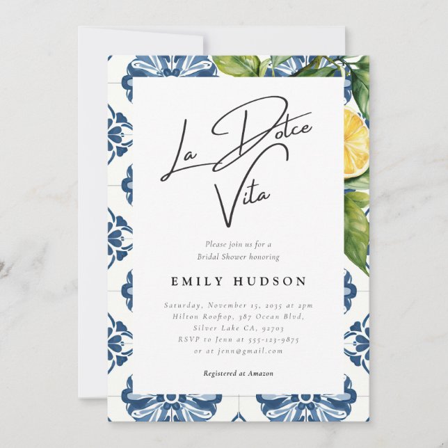 La Dolce Vita Positano Italian Bridal Shower Invitation (Front)
