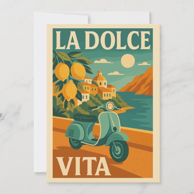 La Dolce Vita – Retro Italian Coast Travel Holiday Card (Front)