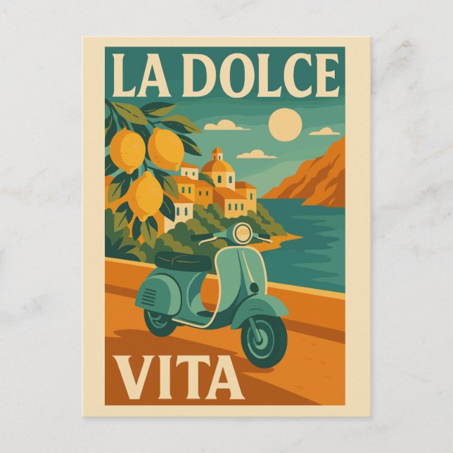 La Dolce Vita – Retro Italian Coast Travel Holiday Postcard (Front)