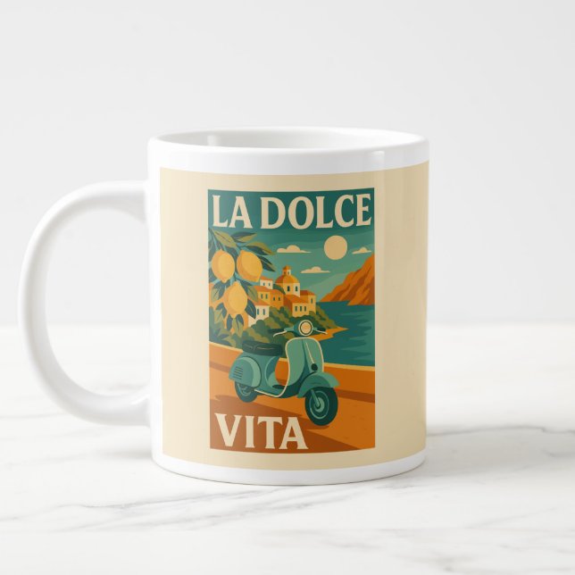 La Dolce Vita – Retro Italian Coast Travel Large Coffee Mug (Left)