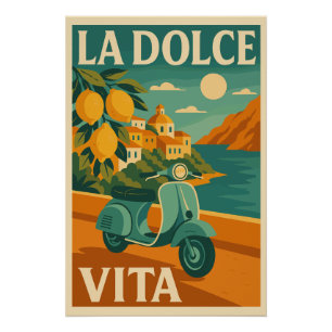 La Dolce Vita – Retro Italian Coast Travel Poster