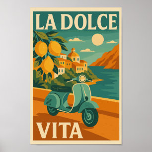 La Dolce Vita – Retro Italian Coast Travel Poster
