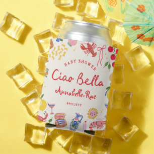 La Dolce Vita Striped Italian Birthday Custom Name Can Cooler