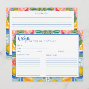 La dolce vita summer lemon bridal shower recipe enclosure card