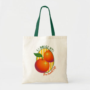 La Dolce Vita Sweet Life Orange Fruit Retro Tote Bag