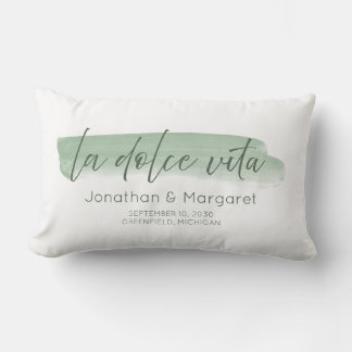 La Dolce Vita - The Sweet Life in Sage Green Lumbar Cushion